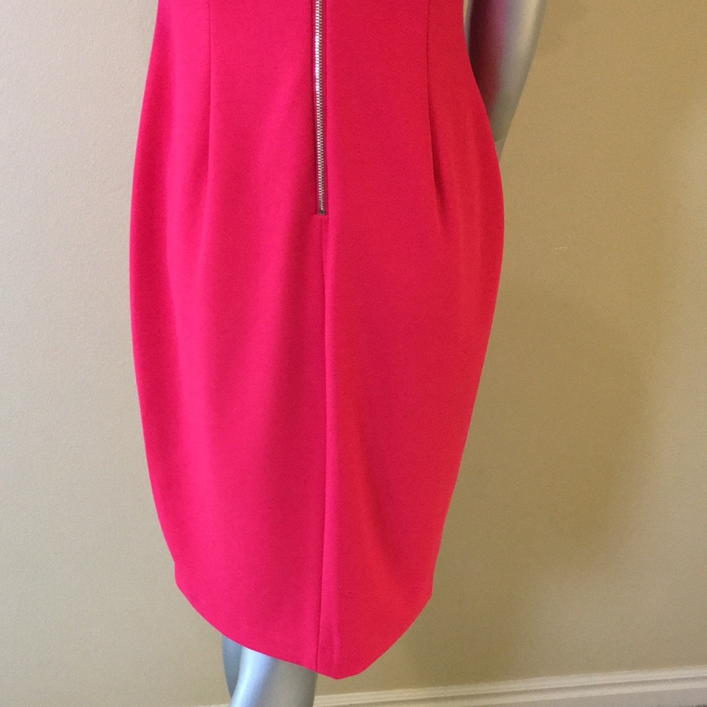 CALVIN KLEIN | Ruffle Short Sleeve Sheath Dress Hot Coral Pink đź©· - Picture 12 of 16